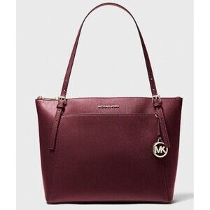 New Michael Kors Voyager Large Saffiano Leather Top Zip Tote Bag Merlot